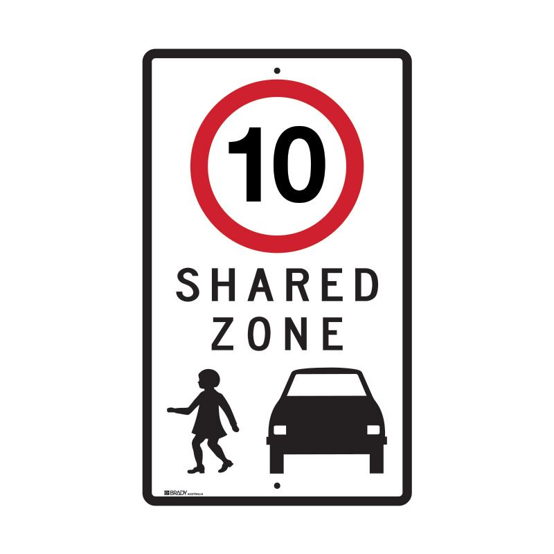 Share Area. Sign Taylor Safety Equipment | SHARED ZONE 10KM SIGN 750MM x 450MM C2 ...