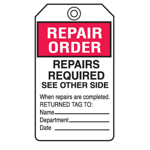 Taylor Safety Equipment | Repair Order Tags. Pack of 5 Taylor Safety Equipment | Repair Order Tags. Pack of 5