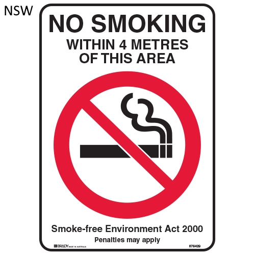Taylor Safety Equipment NSW STATE SIGN. NO SMOKING WITHIN 4M OF THIS