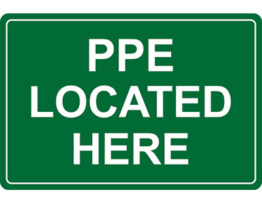 Taylor Safety Equipment | PPE LOCATED HERE 300mm x 225mm METAL SIGN
