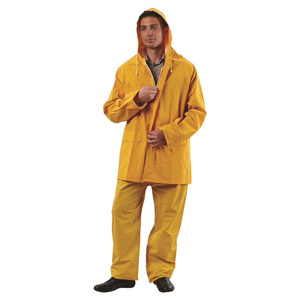 yellow wet weather gear